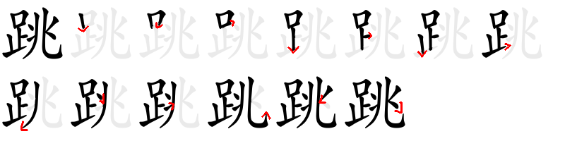 Image de décomposition du caractère 跳