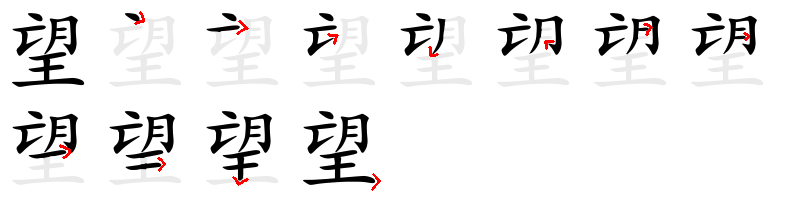 Image de décomposition du caractère 望