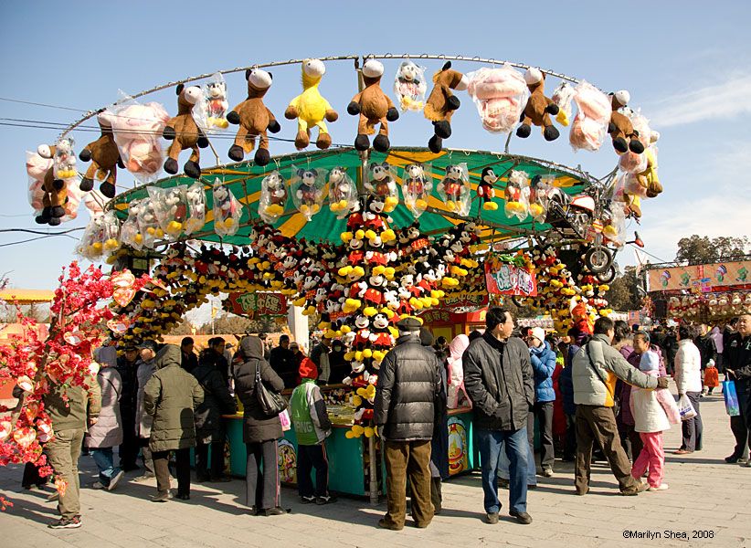 Game stall with Mickey Mouse dolls as prizes
