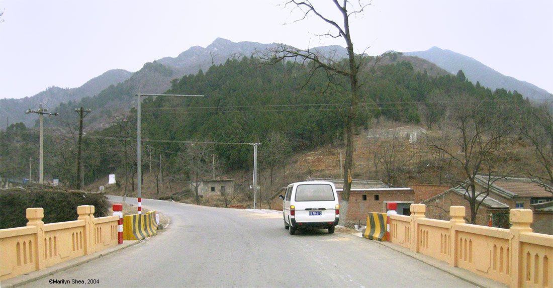 Modern bridge with painted cement guard rails