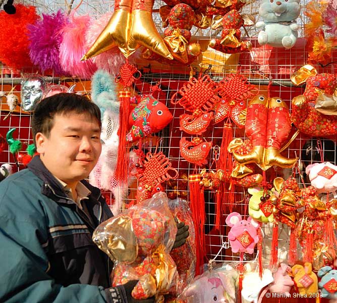 red and gold hanging decorations for Spring Festival