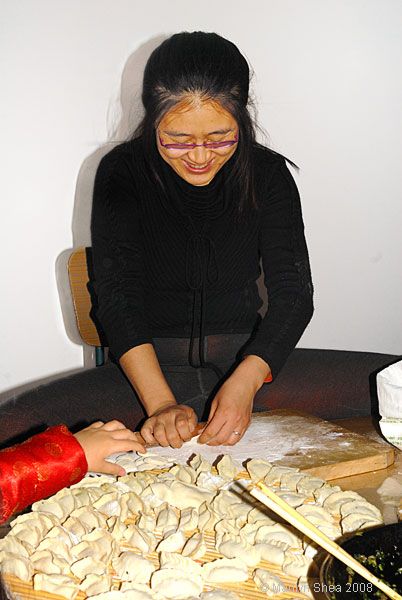 rolling jiaozi wrappers