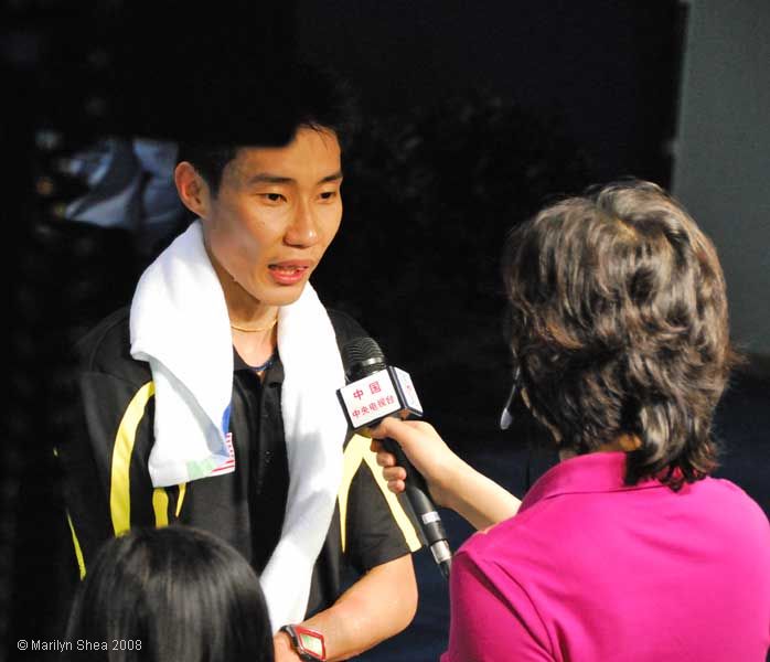 Lee Chong Wei being interviewed