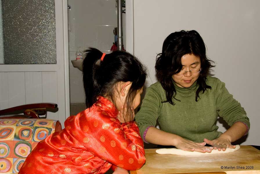 rolling dough for jiaozi wrappers
