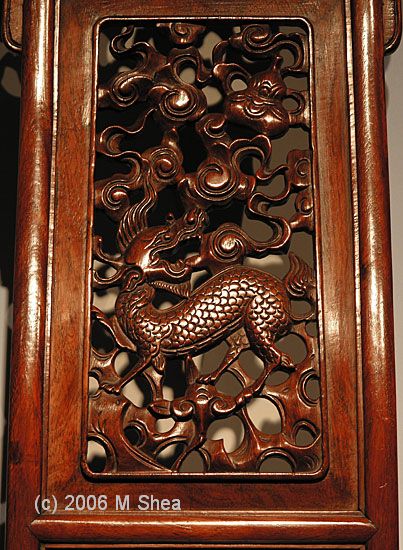 Carved Folding Chair - detail of carved dragon back