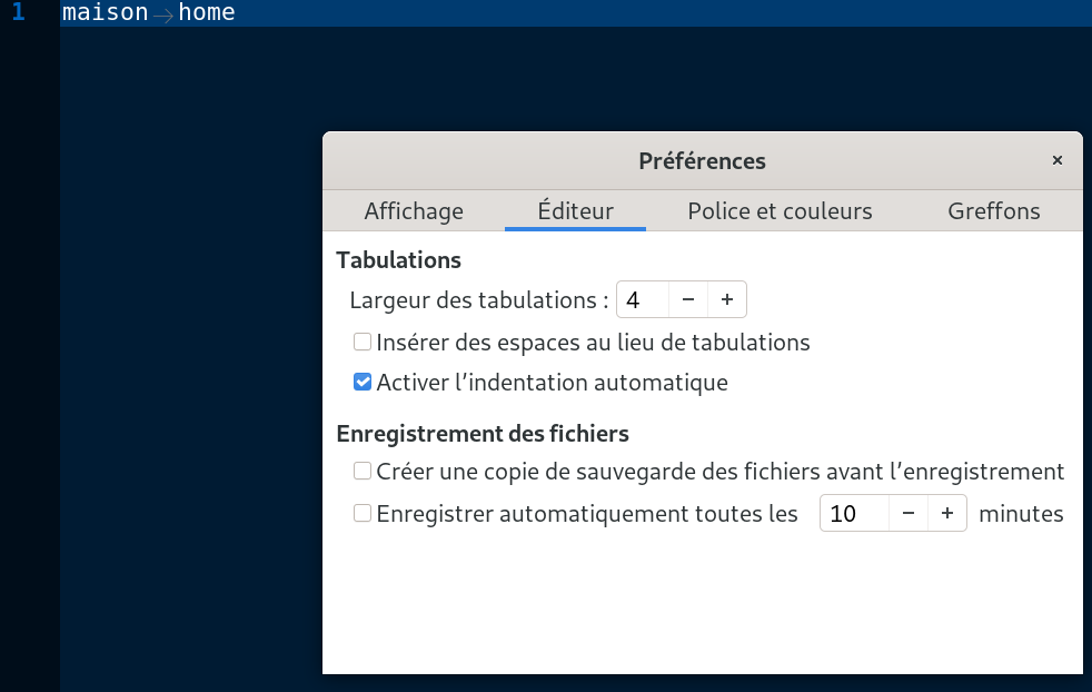 gedit et l'exemple de première fiche