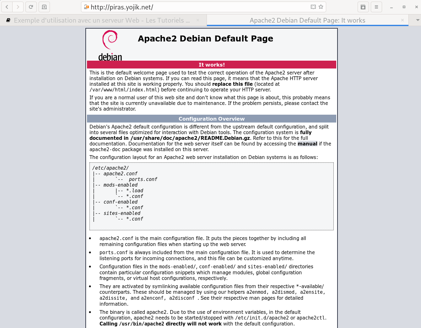 Page d'accueil de Debian